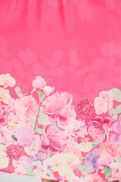 Divine Maxi Dress In Pink With Lilac Multi Floral Print