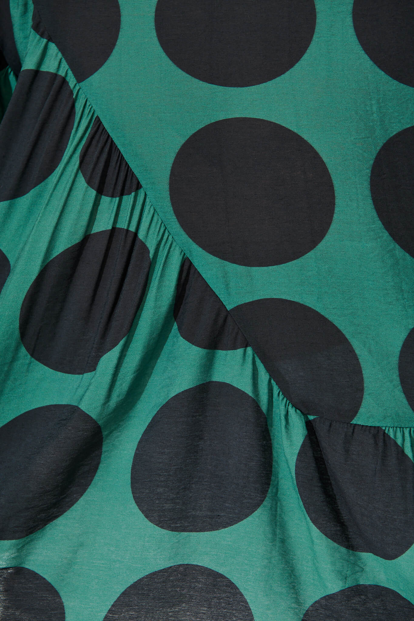 Girona Top In Emerald with Black Spot Cotton Blend
