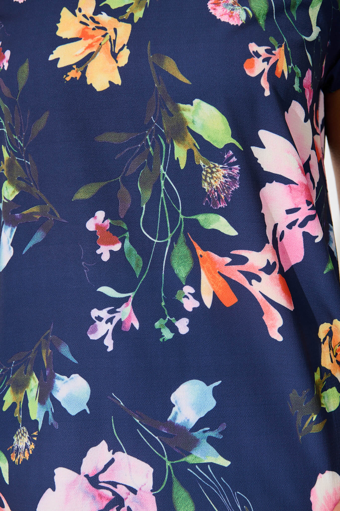 Rejina Top In Navy With Multi Floral Print