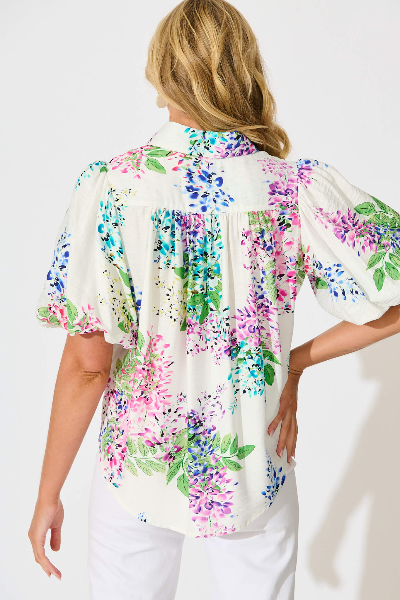 Orland Shirt in White Wisteria Print