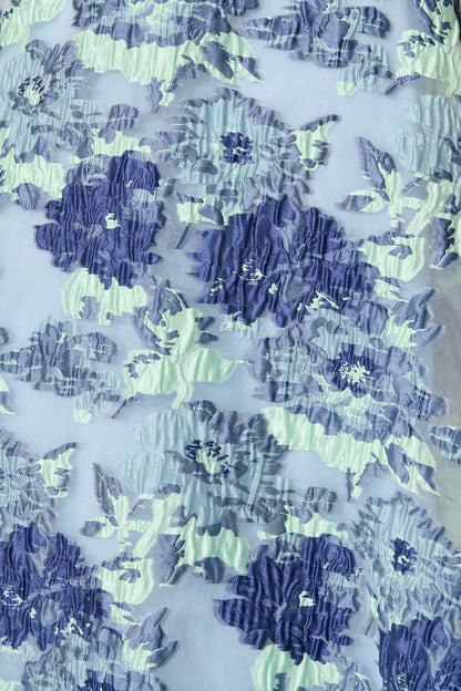 Opuluxe Maxi Dress in Blue Floral Organza Jaquard