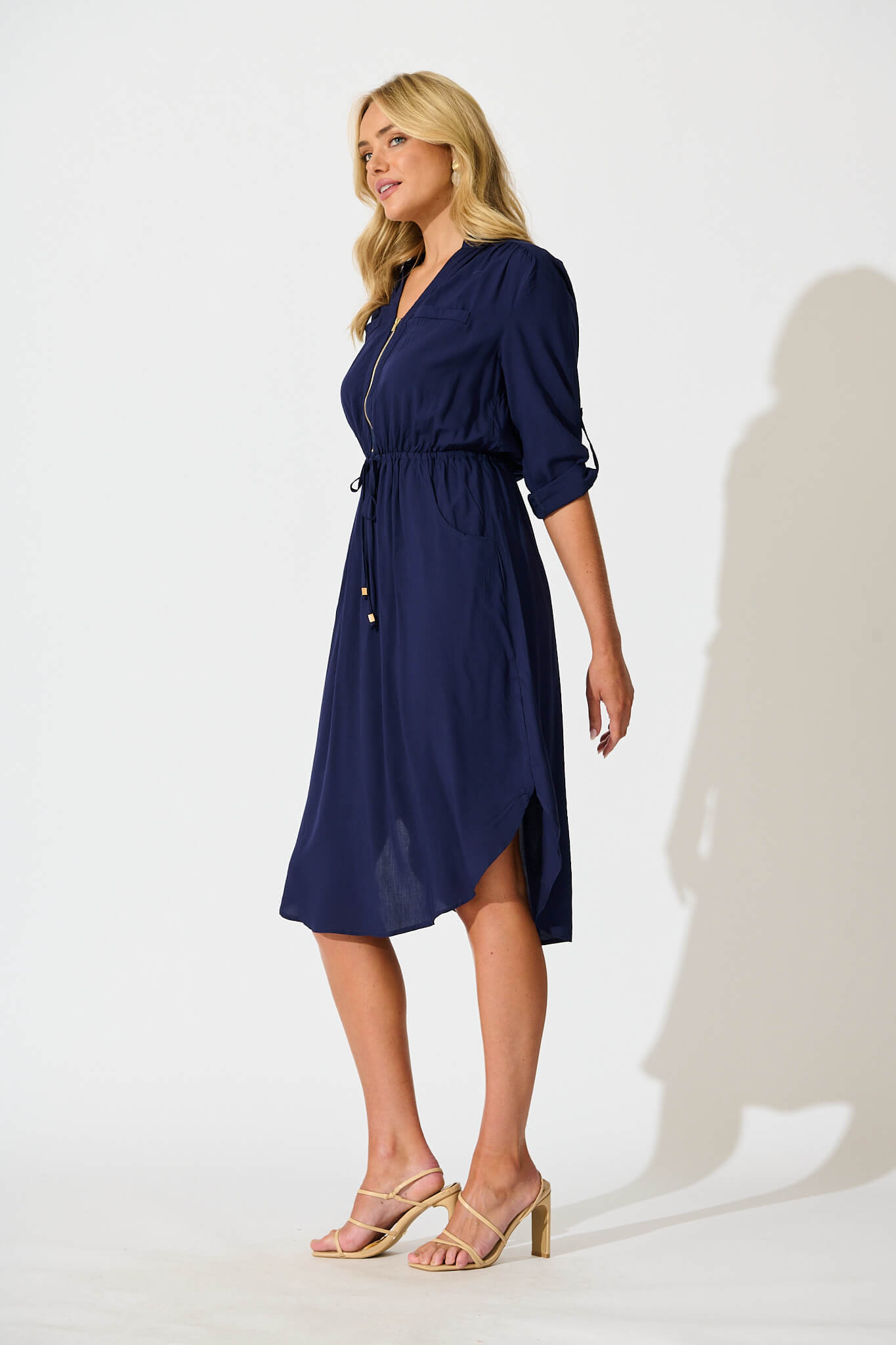 Rival Zip Dress in Navy