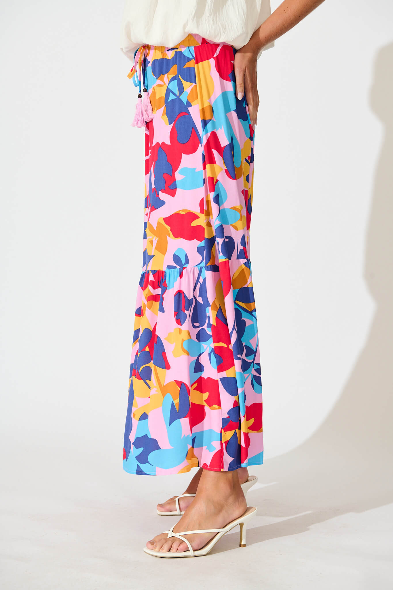 Bilboa Maxi Skirt in Bright Multi Leaf Print