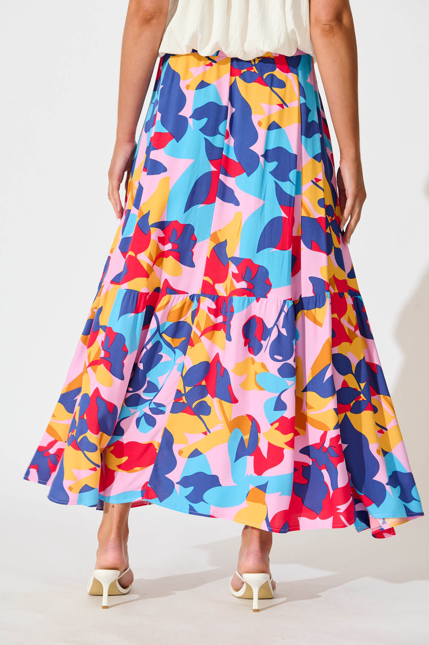 Bilboa Maxi Skirt in Bright Multi Leaf Print