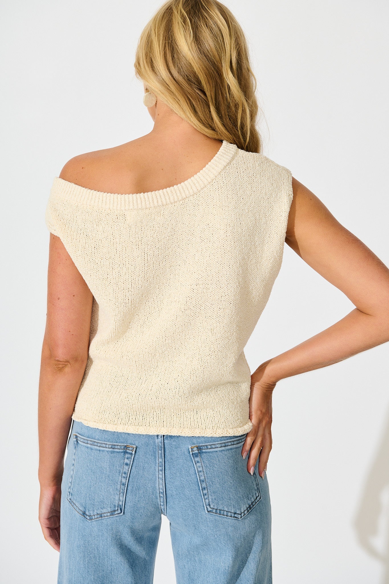 Elsie Knit Top in Cream Cotton Blend