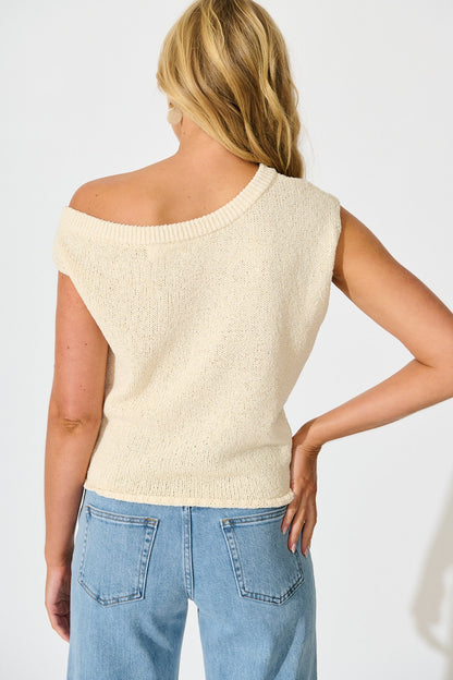 Elsie Knit Top in Cream Cotton Blend