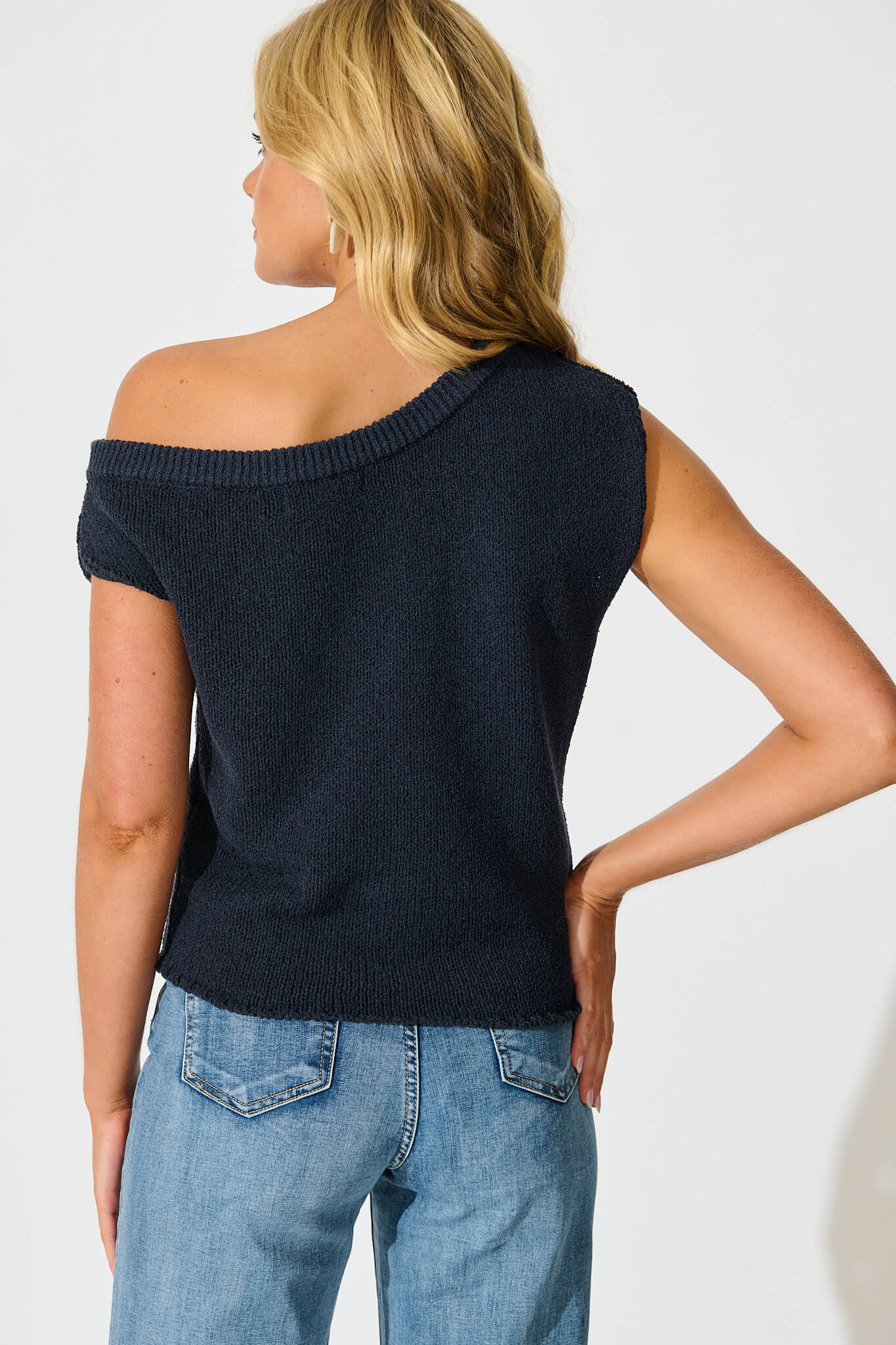Elsie Knit Top in Navy Cotton Blend