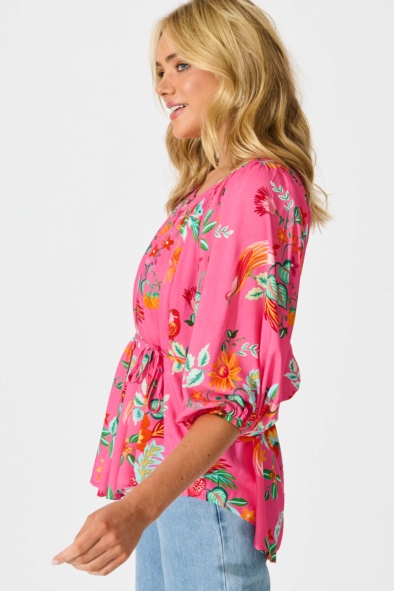 Andie Top in Pink Tropical Print