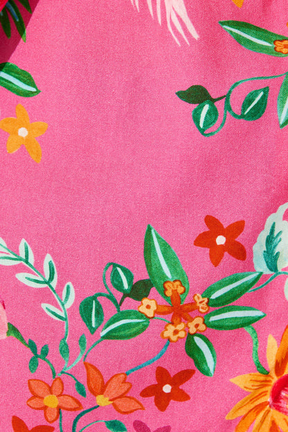 Andie Top in Pink Tropical Print