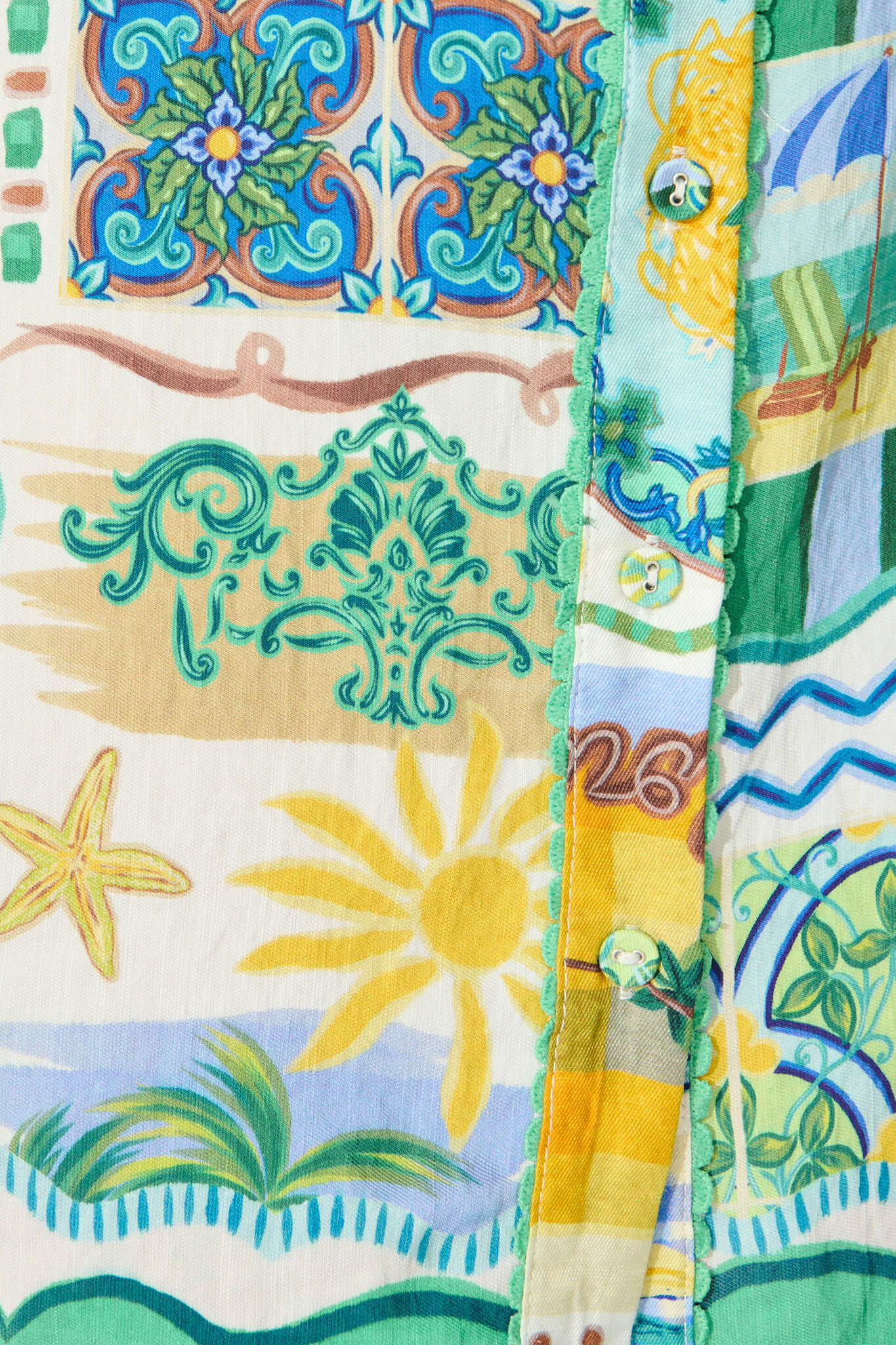 Miela Shirt Dress In Green Multi Border Print