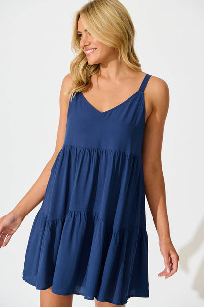 Abelia Smock Sundress in Navy