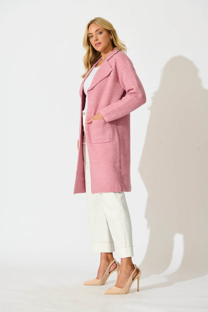 St Ives Coatigan in Pink Wool Blend