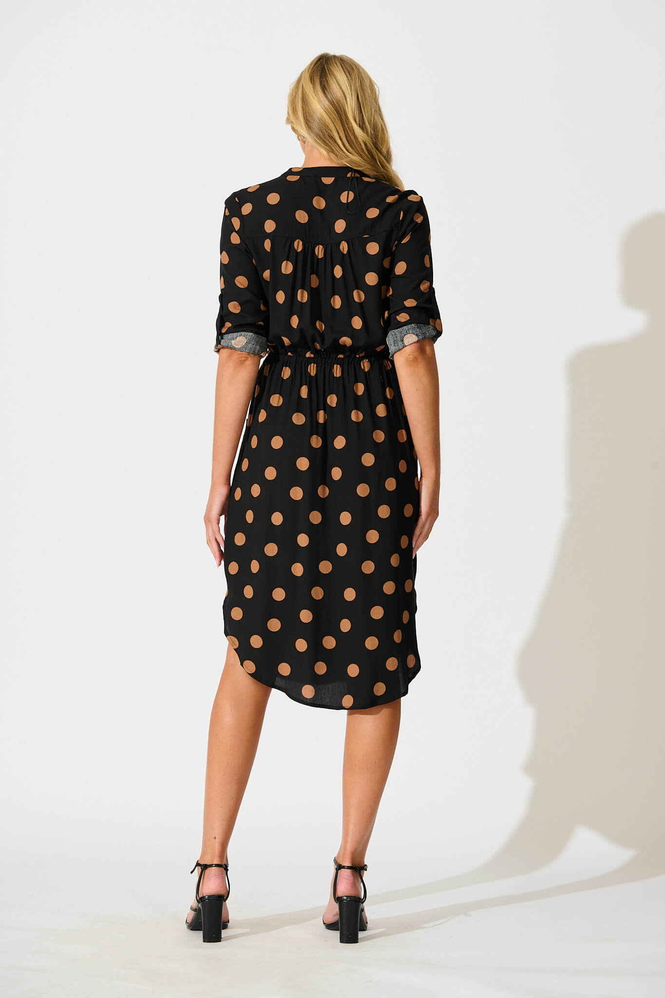 Rival Zip Dress in Black with Brown Spot