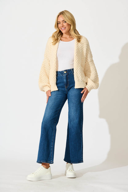 Mira Knit Cardigan in Cream Wool Blend