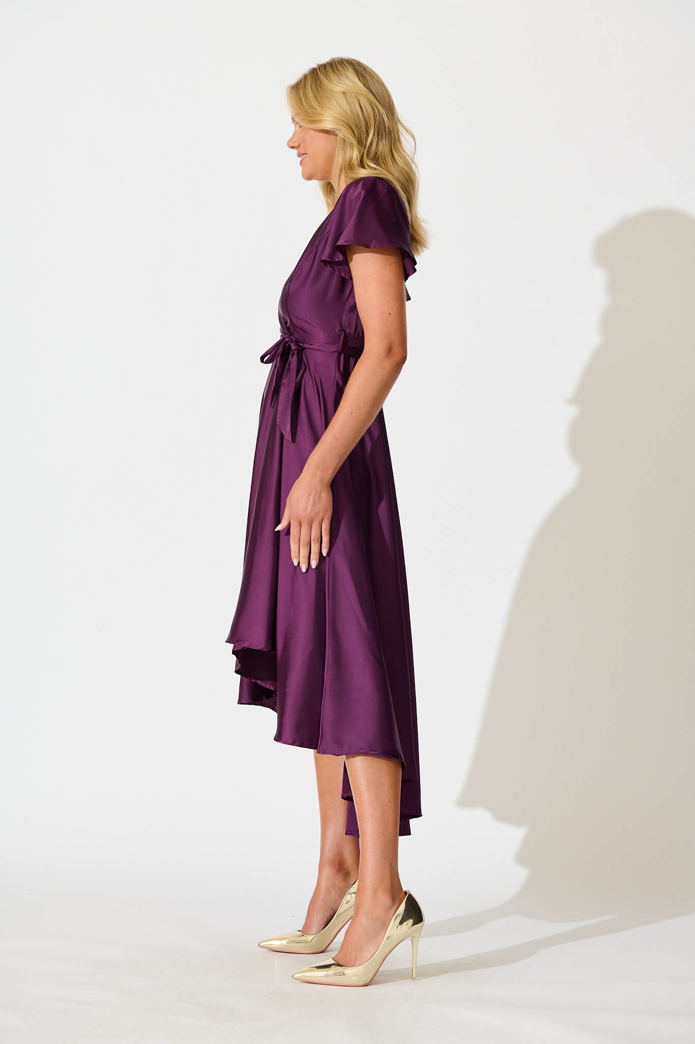 Loulou Maxi Dress in Plum Satin