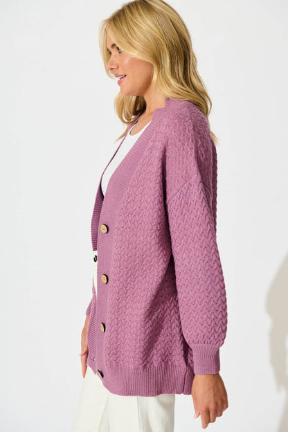 Jenisha Knit Cardigan in Lilac Cotton Blend