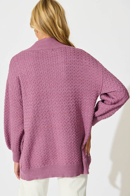 Jenisha Knit Cardigan in Lilac Cotton Blend