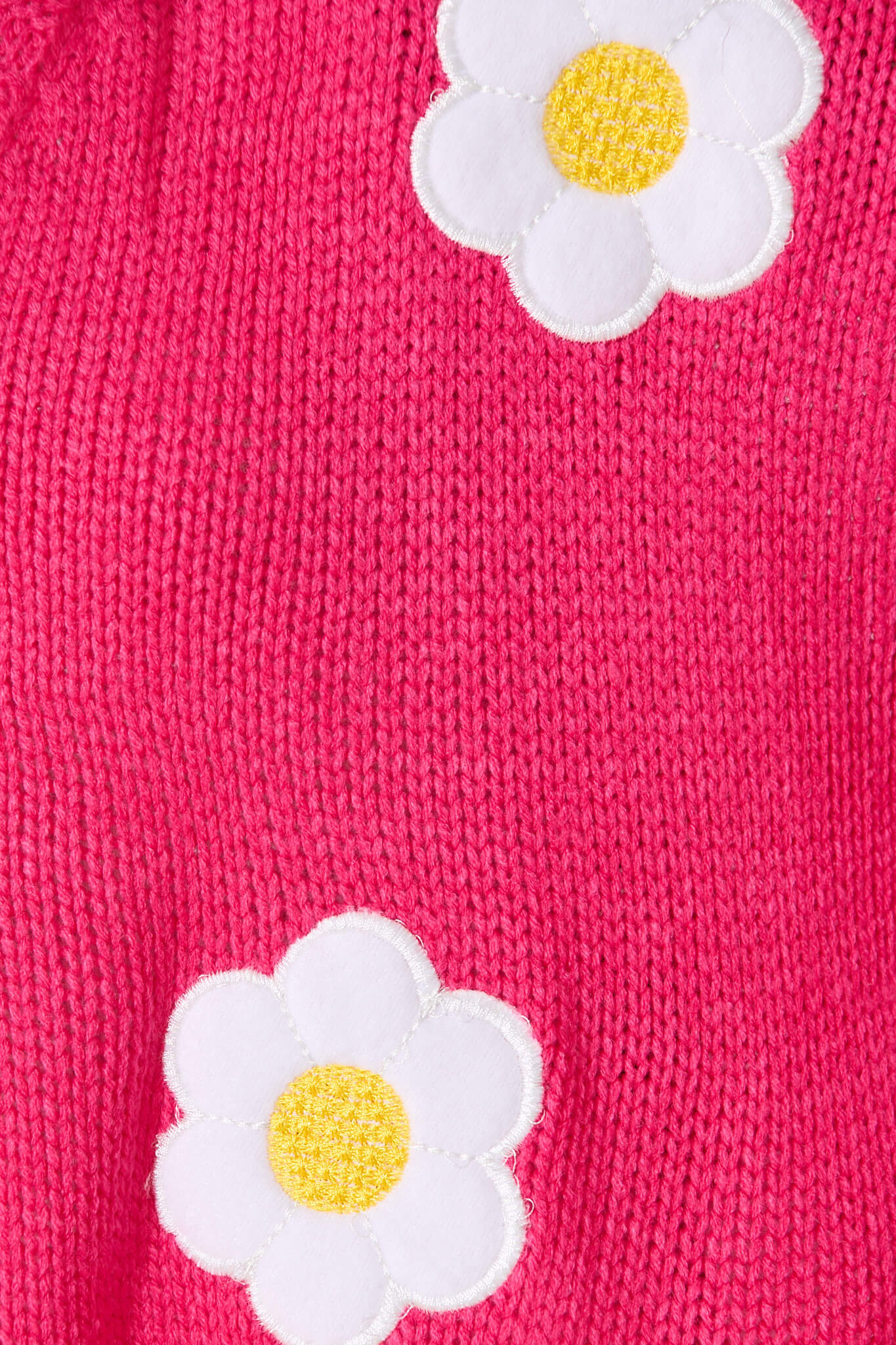 Frederica Knit Cardigan in Hot Pink With White Flower Wool Blend