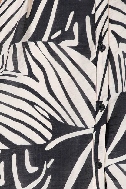 Holly Shirt Dress in Black with White Print