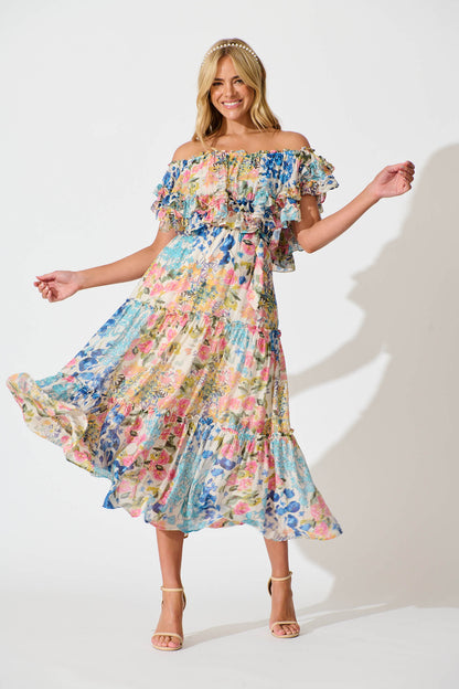 Franc Midi Dress In Vintage Floral Print