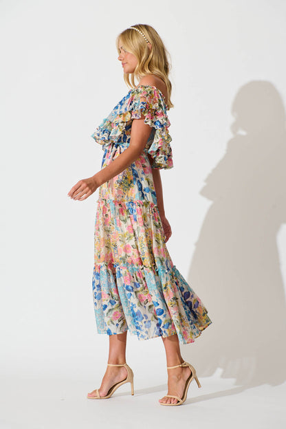 Franc Midi Dress In Vintage Floral Print