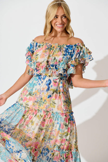 Franc Midi Dress In Vintage Floral Print