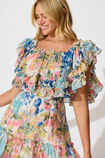 Franc Midi Dress In Vintage Floral Print