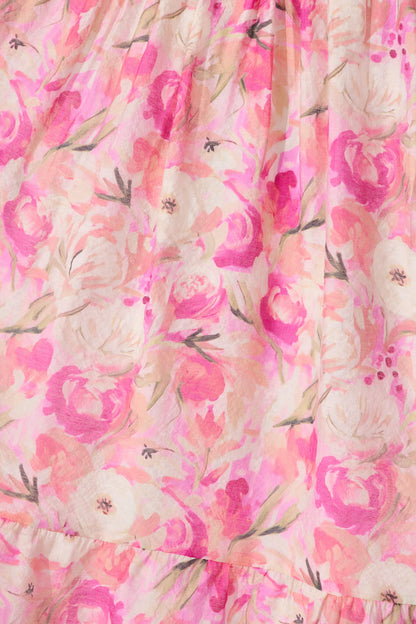 Rosina Maxi Shirt Dress in Pink Multi Floral