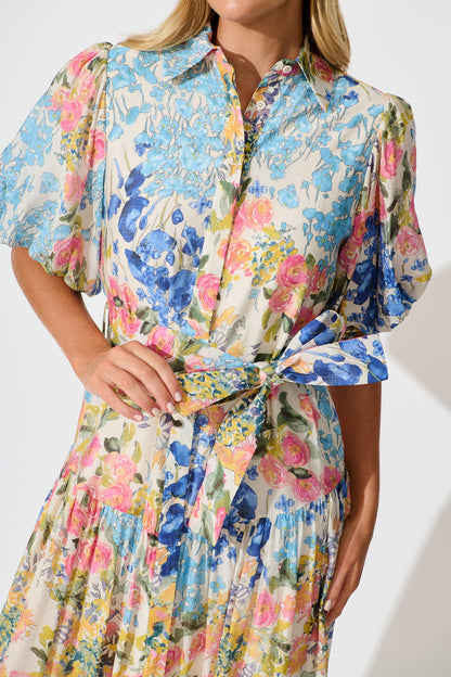Rosina Maxi Shirt Dress in Vintage Floral Print