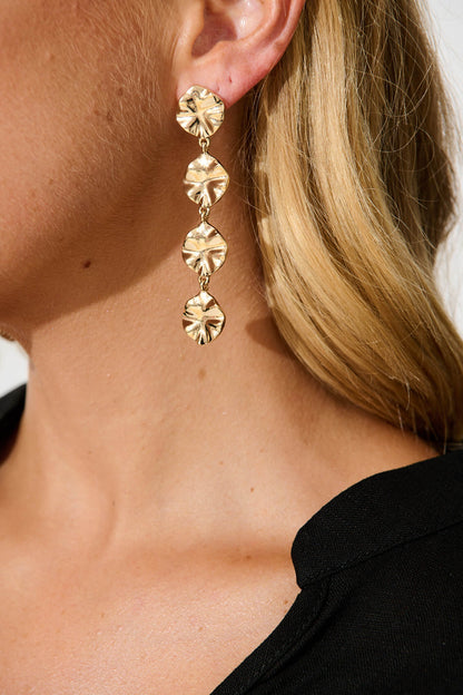 Leonora Textured Metal Drop Earrings in Gold