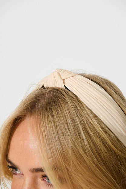 Nadia Knot Textured Headband In Cream