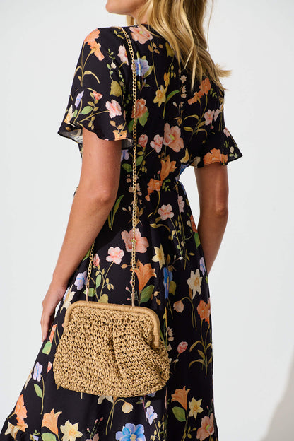 Adira Clutch Bag in Natural Straw