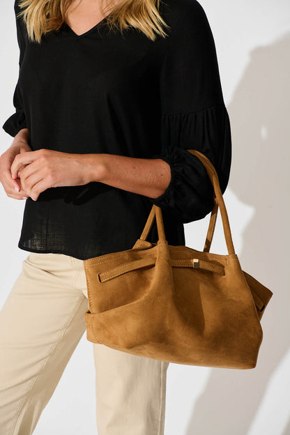 Yuna Tote Bag in Tan Suedette
