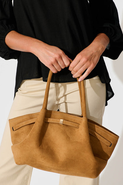 Yuna Tote Bag in Tan Suedette