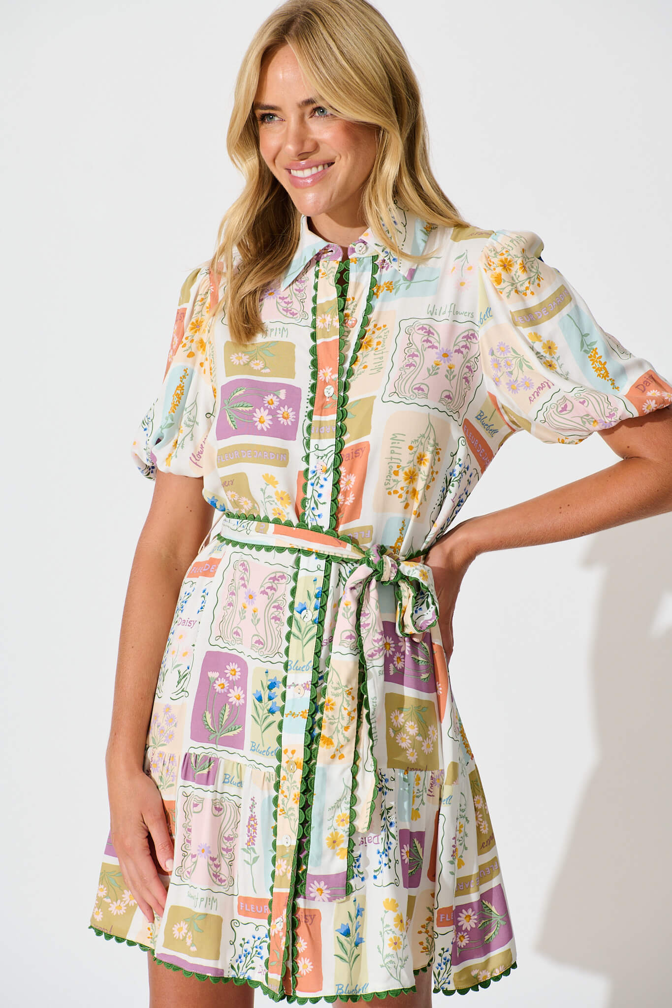 Fairytales Shirt Dress In Daisy Patchwork Print