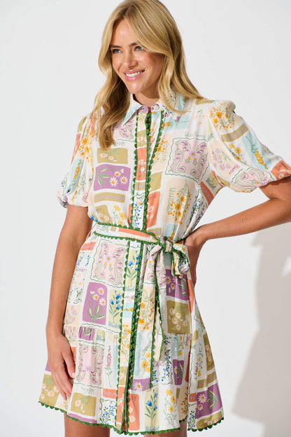 Fairytales Shirt Dress In Daisy Patchwork Print