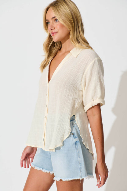 Campbell Shirt in Cream Cotton