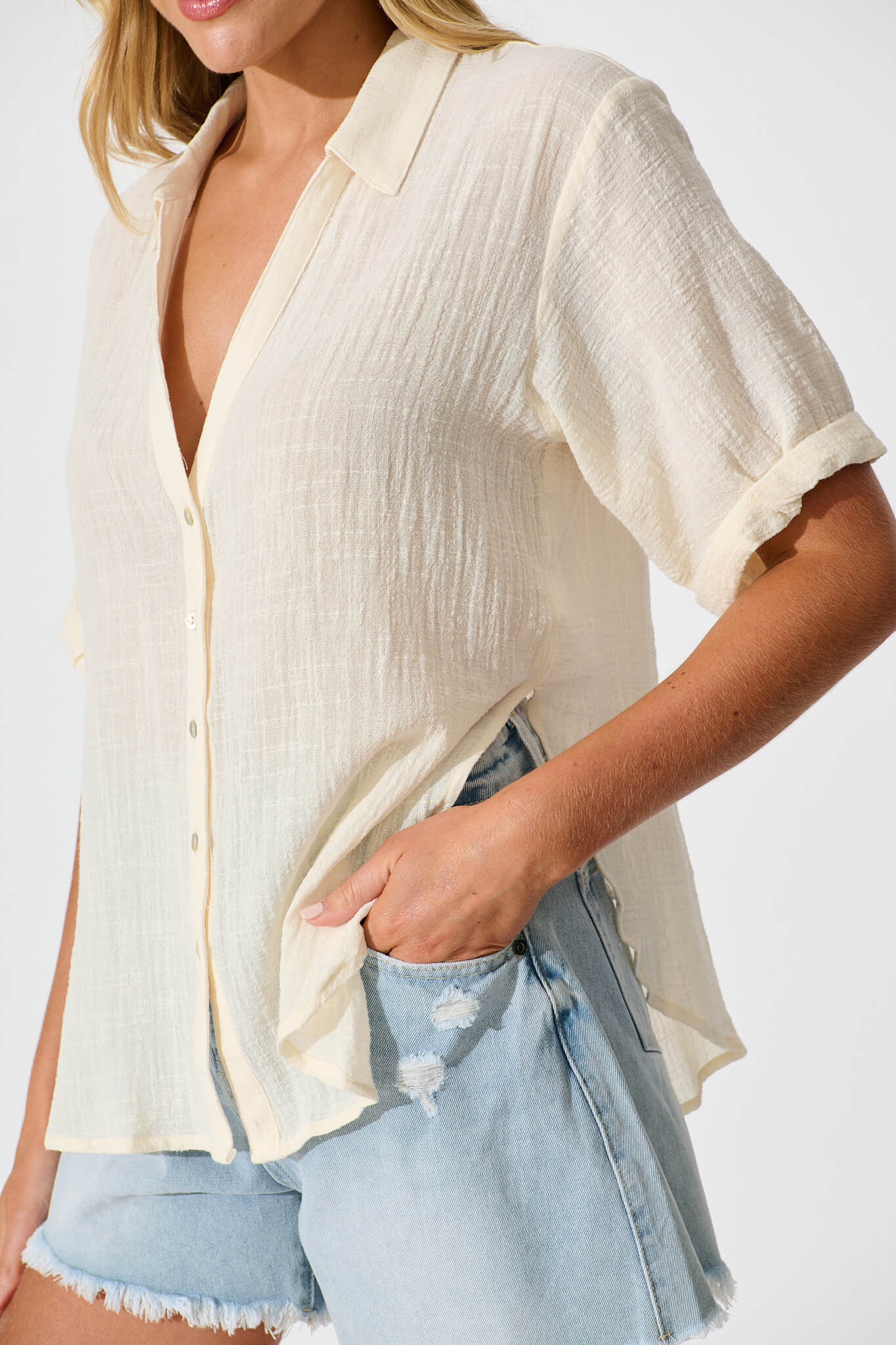 Campbell Shirt in Cream Cotton