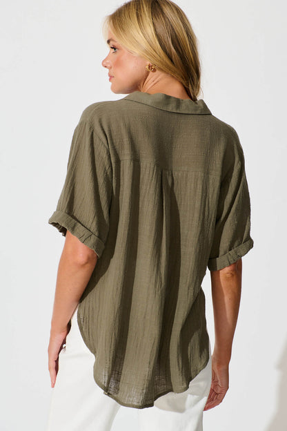 Campbell Shirt in Khaki Cotton