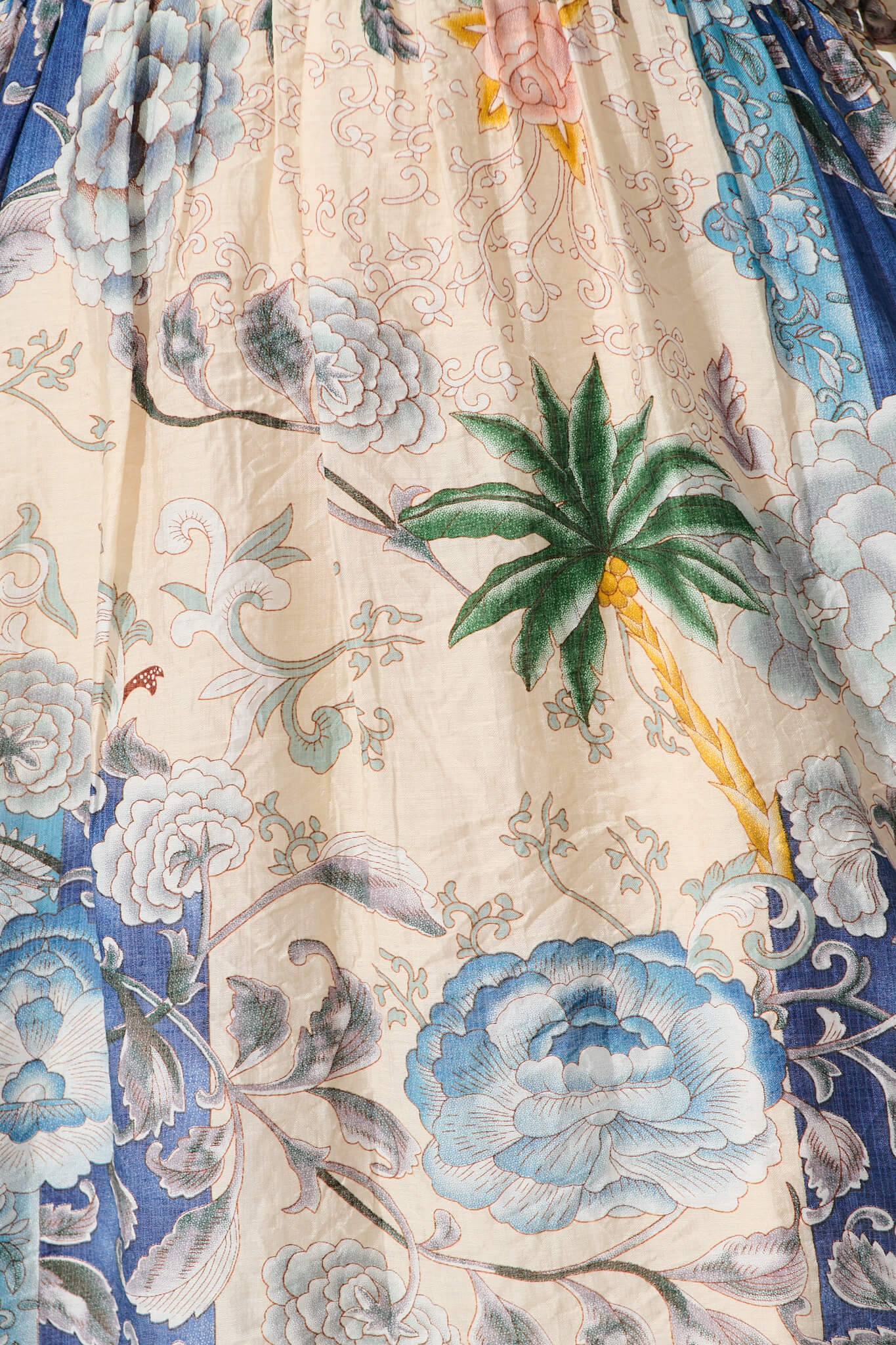 Soleil Dress in Beige with Blue Multi Floral