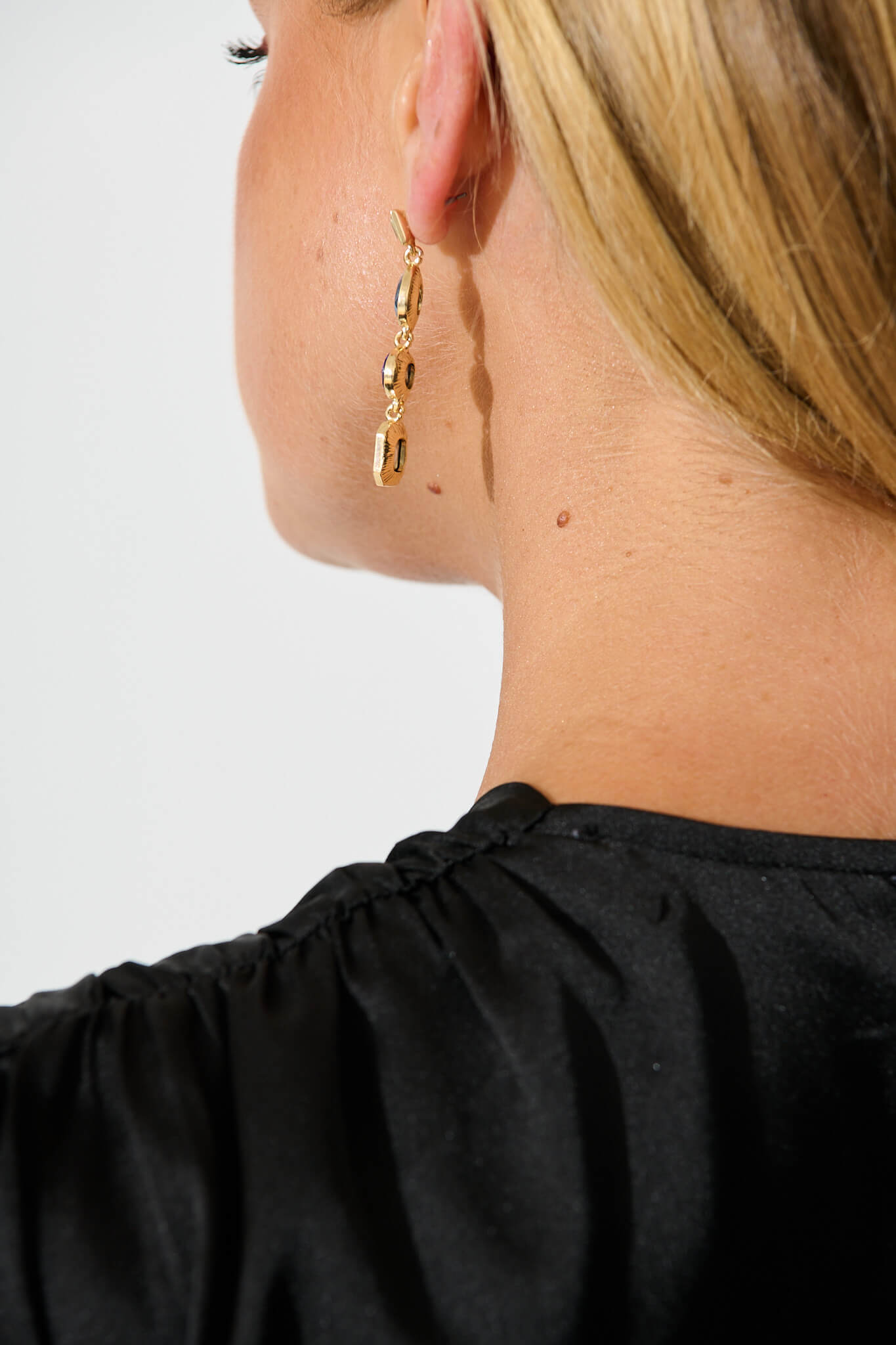 Nikina Drop Earrings in Multi Navy Gemstones