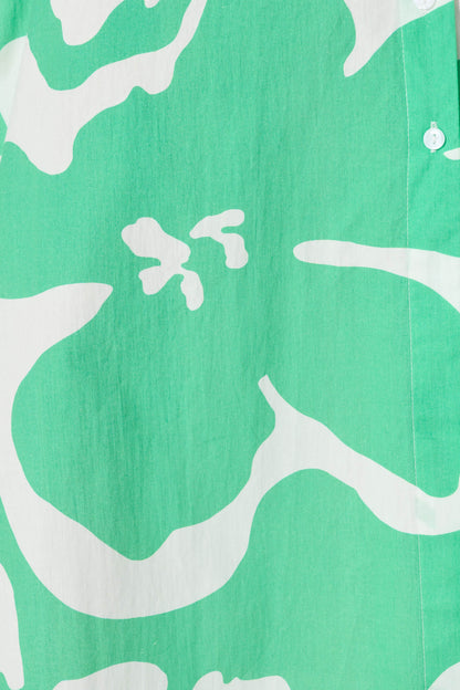 Vino Midi Shirt Dress in Green Print Cotton