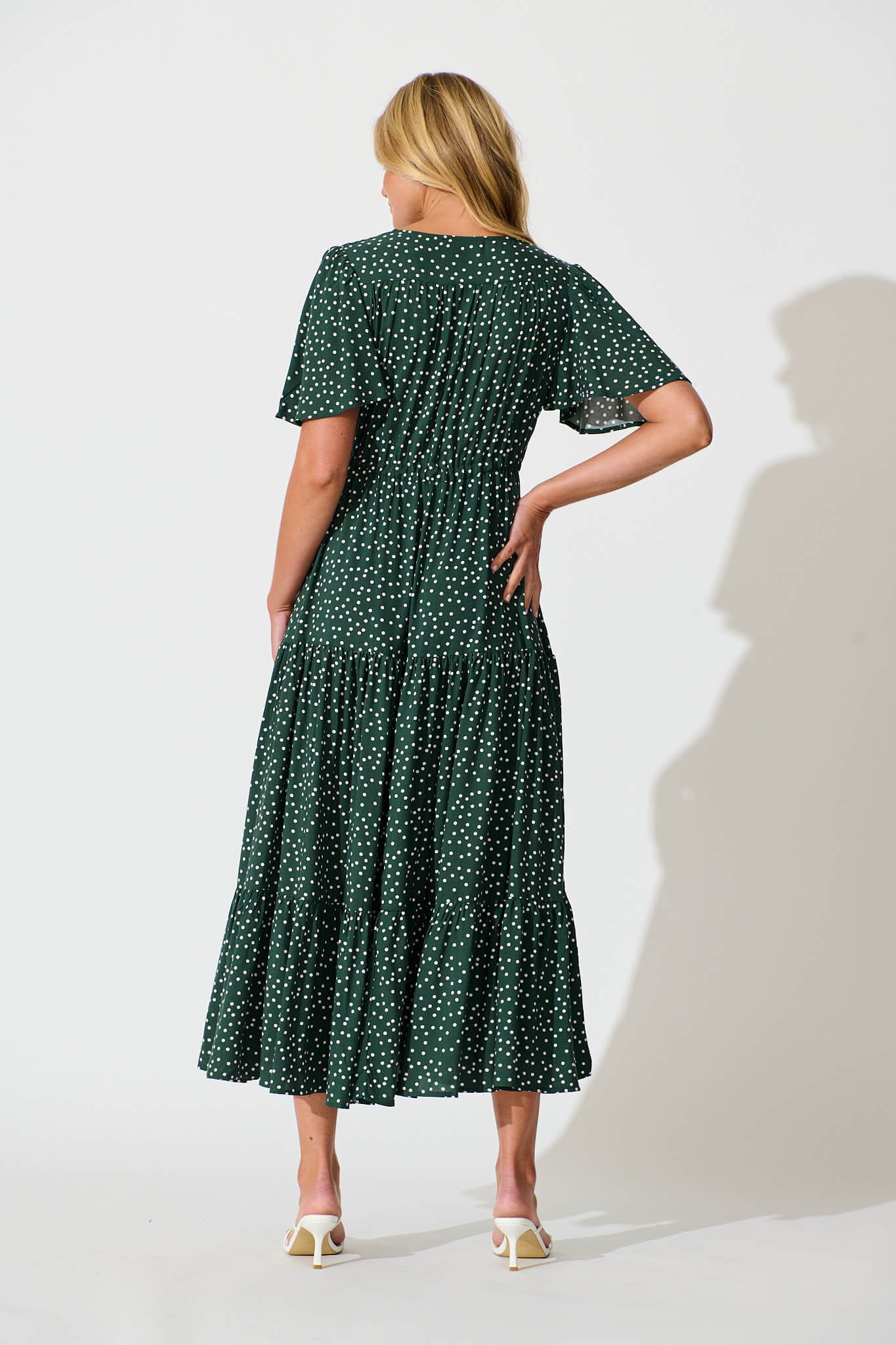 Violet Maxi Dress In Emerald With White Spot