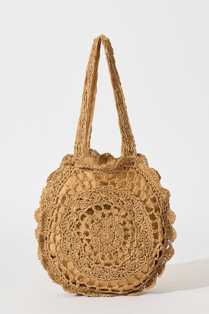 Giada Straw Shoulder Bag in Tan