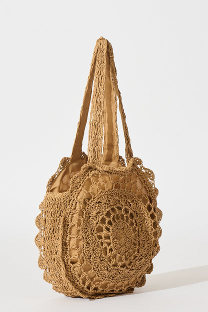 Giada Straw Shoulder Bag in Tan