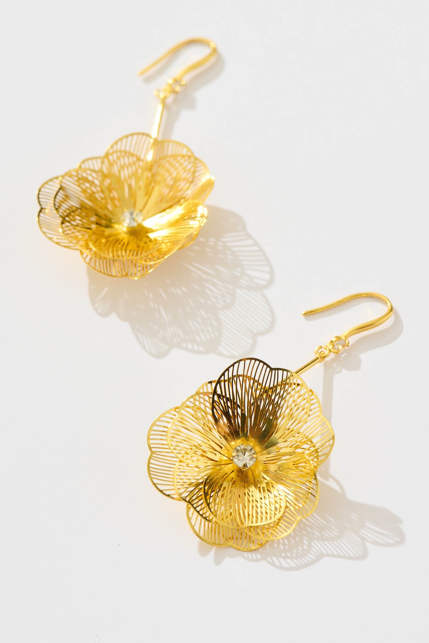 Martina Drop Earrings in Gold Flower