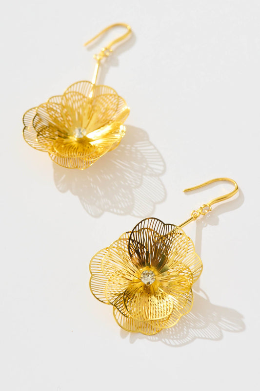 Martina Drop Earrings in Gold Flower