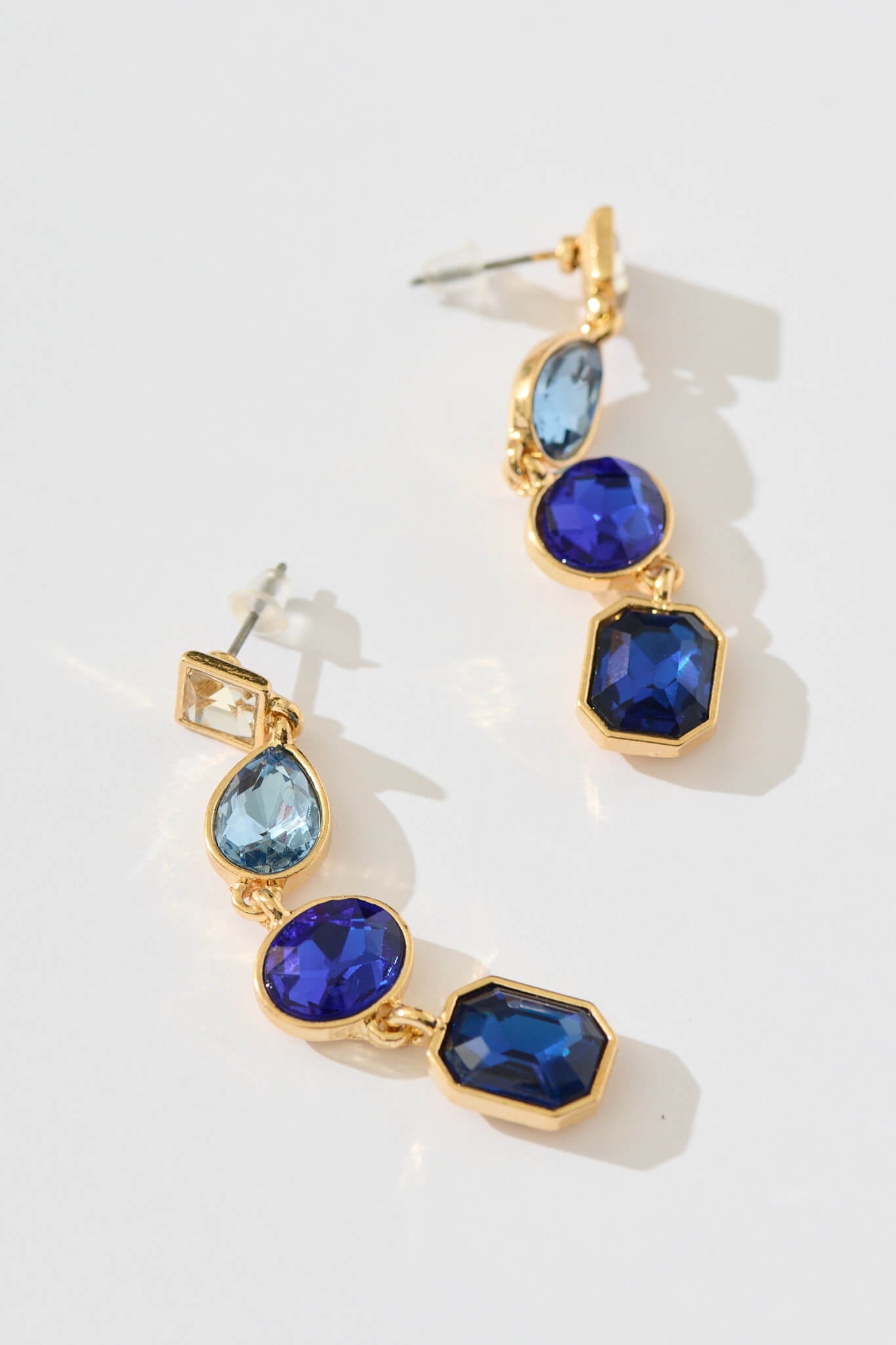 Nikina Drop Earrings in Multi Navy Gemstones