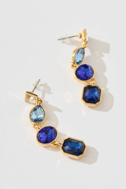 Nikina Drop Earrings in Multi Navy Gemstones