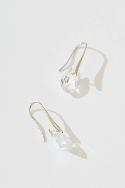 Avis Hook Earrings in Silver with Diamante